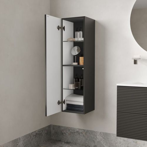 Шкаф-пенал IDDIS Bild BIL30G0i97 30х32х109 подвесной цвет темно-серый - фото 5