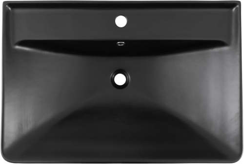 Раковина керамическая Aquanet Ирис 00329248 71х48 полувстраиваемая цвет черный 1 отверстие под смеситель - фото 3