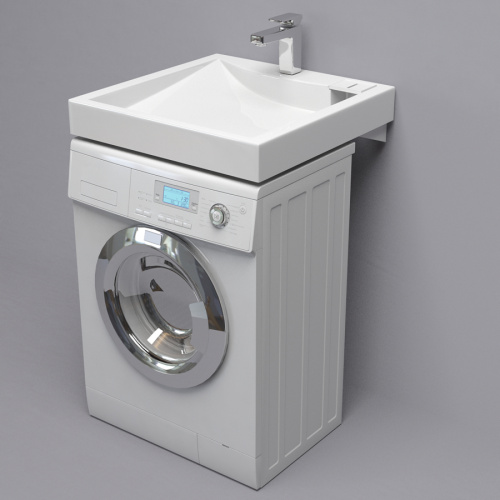 Раковина из искусственного мрамора Altasan LUX UPP60LUXs 60х60 над стиральной машиной цвет белый 1 отверстие под смеситель - фото 2