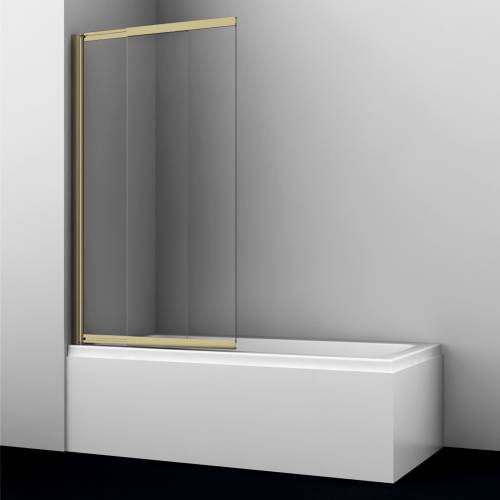 Душевая шторка на ванну WasserKRAFT Schunter 82S 82S02-100 100х140 стекло прозрачное профиль золото матовое - фото 2