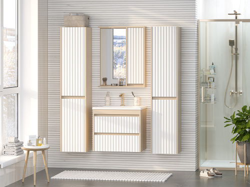 Зеркало-шкаф Brevita Balaton BAL-04065-03-01П 63х14х80 подвесной цвет белый/бежевый - фото 5