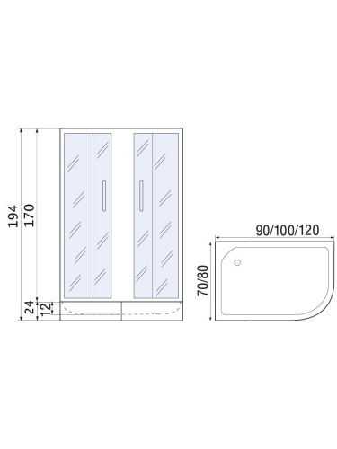 Душевой уголок River DON 10000000098 120х80 стекло матовое профиль хром матовый без поддона - фото 2