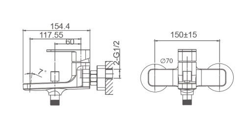 Смеситель для ванны Wonzon & Woghand Arnie WW-693101-MB настенный черный - фото 5