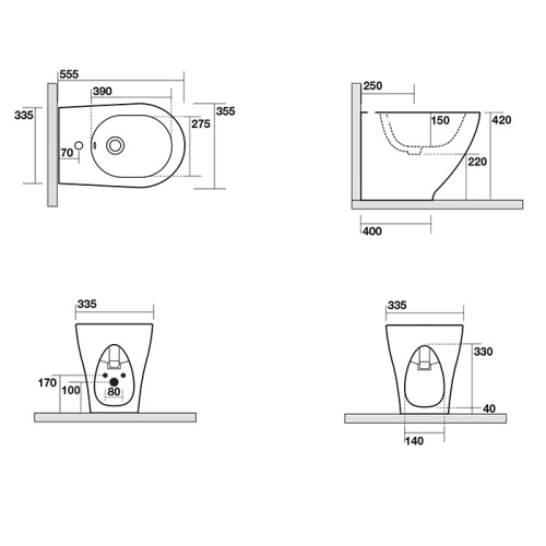Биде Kerasan AQUATECH 372201*1 напольное - фото 2