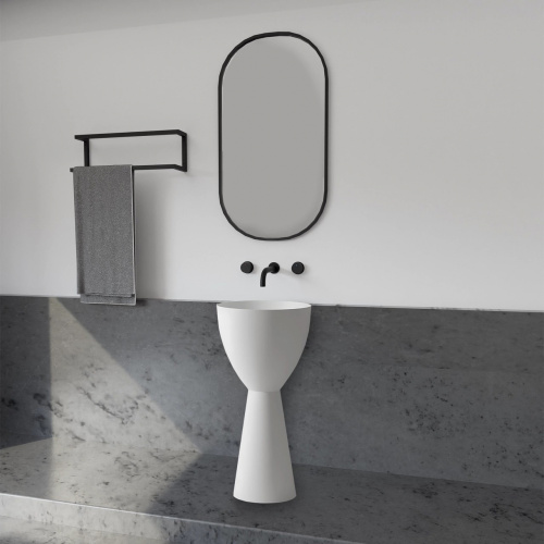 Раковина из искусственного камня Abber STEIN AS2507 45х45 напольная цвет белый матовый без отверстий под смеситель - фото 3