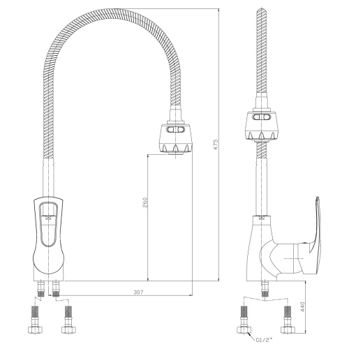 Смеситель для кухни Rossinka T T40-26 на мойку хром - фото 2