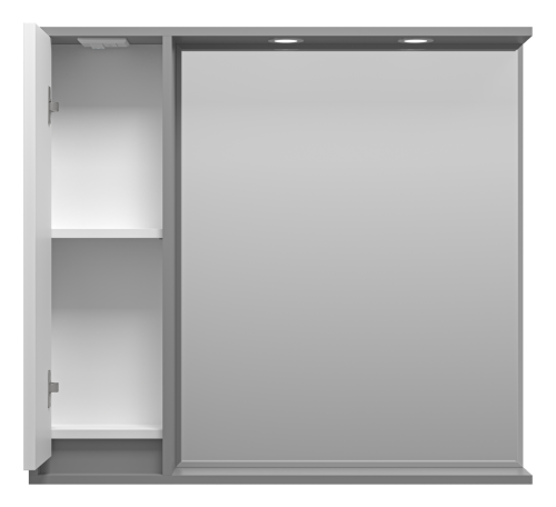 Зеркало-шкаф Brevita Balaton BAL-04090-01-01Л 88х14х80 подвесной цвет белый/серый - фото 3