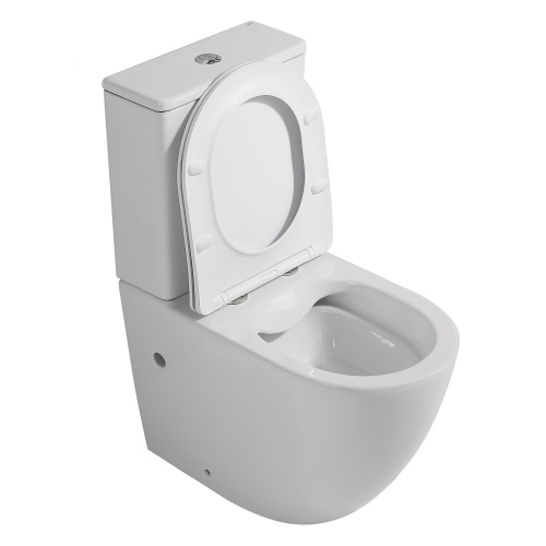 Унитаз напольный с бачком Abber Bequem AC1110 белый с сиденьем безободковый каскадный смыв - фото 3