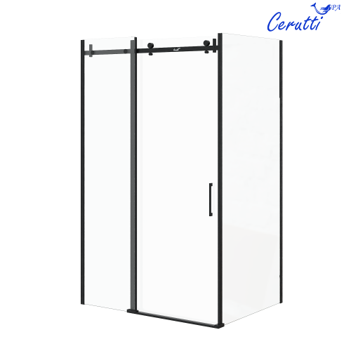 Душевой уголок Cerutti SPA CEZA'S120B 90х120 стекло прозрачное профиль черный без поддона - фото 2