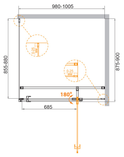 Душевой уголок Cezares VALVOLA VALVOLA-AH-1-100/90-C-Cr 100х90 стекло прозрачное профиль хром глянцевый без поддона - фото 2