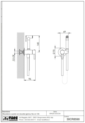 Гигиенический душ со смесителем Fiore Shower 30AA8590 цвет сталь - фото 2