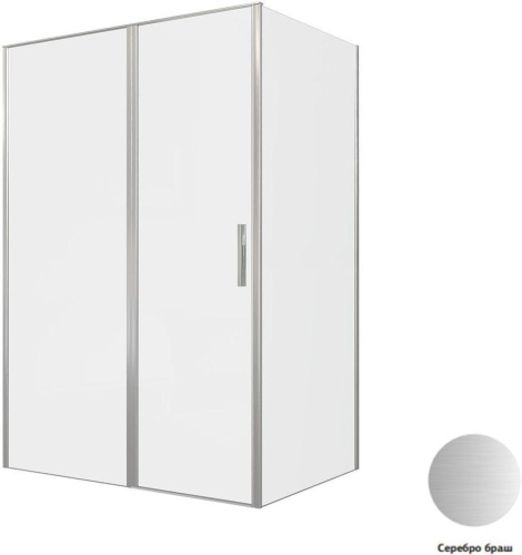 Душевой уголок Allen Brau Priority 3.31035.BA + 3.31047.BA 140х100 стекло прозрачное профиль серебро брашированное без поддона - фото 5