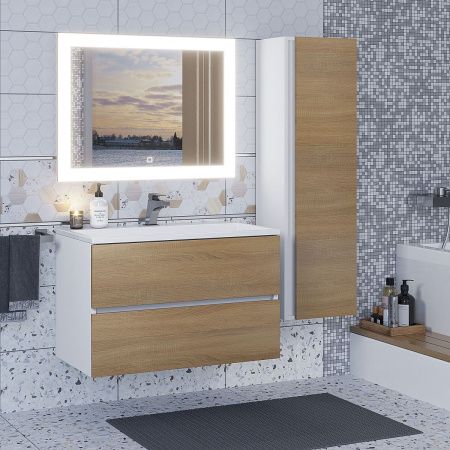 Тумба с раковиной Uperwood Barsa 293020534 80х50 цвет коричневый