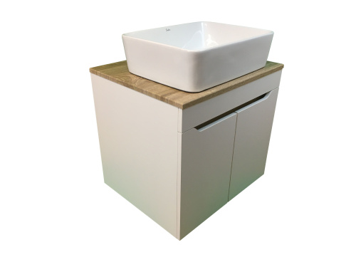 Тумба с раковиной Sintesi STL.W7024_SIN-LVB-APP-401 60х55х50 подвесная цвет белый/коричневый - фото 4