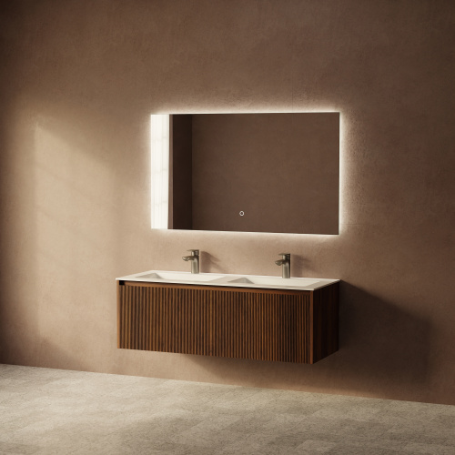 Тумба с раковиной+зеркало Art Decco Camilla (Камилла) ACM12W22D2M0 120x45x40 подвесная цвет черный орех - фото 2