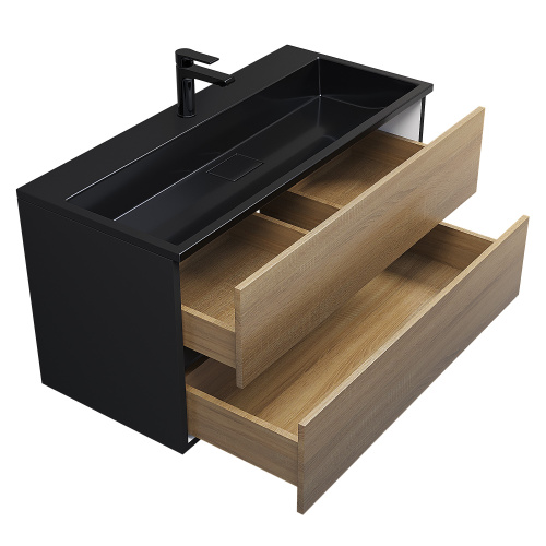 Раковина из литьевого мрамора Uperwood Barsa 3939193465 100х45 полувстраиваемая цвет черный - фото 4