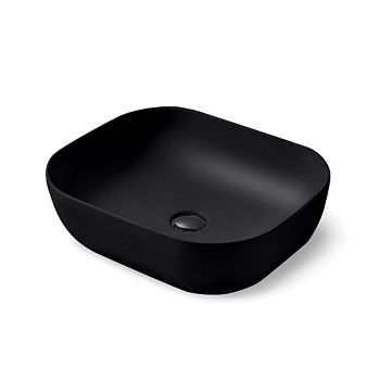 Раковина из сантехнического фарфора Vincea VBS-101MB 50х40 накладная цвет черный без отверстий под смеситель
