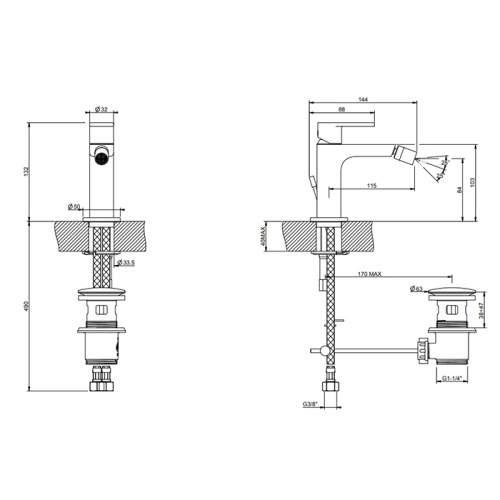 Смеситель Gessi Emporio Via manzoni 38607#299 на биде черный - фото 2
