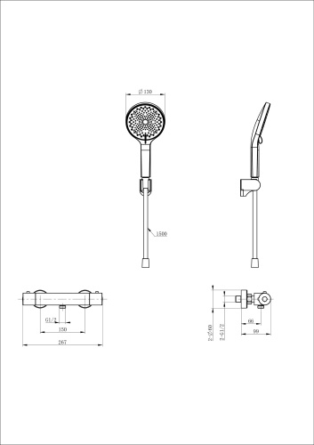 Смеситель для душа Wonzon & Woghand Inn WW-B2003-A-BG настенный золото с термостатом - фото 2
