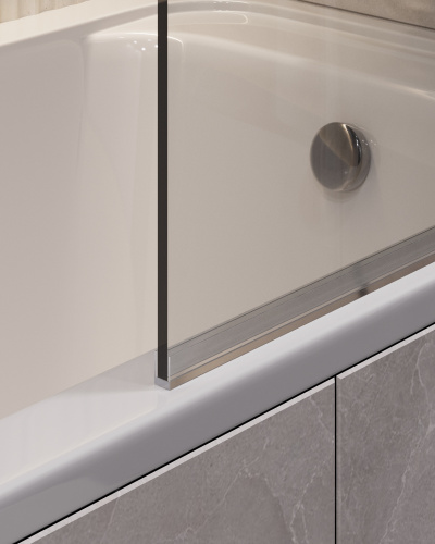 Шторка для ванны Timo T27 70х140 стекло прозрачное профиль черный ориентация универсальная - фото 3