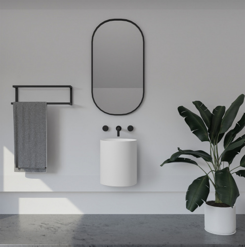 Раковина из искусственного камня Abber STEIN AS2624 42х42 подвесная цвет белый матовый без отверстий под смеситель - фото 3