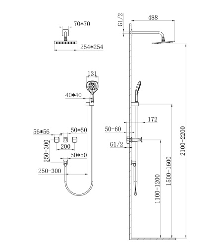 Душевая система Wonzon & Woghand Shakespeare WW-654701-CR встраиваемая в стену цвет хром - фото 2