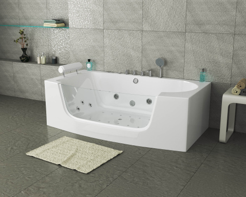 Ванна акриловая гидромассажная Grossman GR-18590 185х90 пристенная прямоугольная с ножками - фото 2