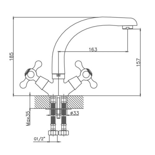 Смеситель для кухни Cron CN4408 на мойку хром - фото 3