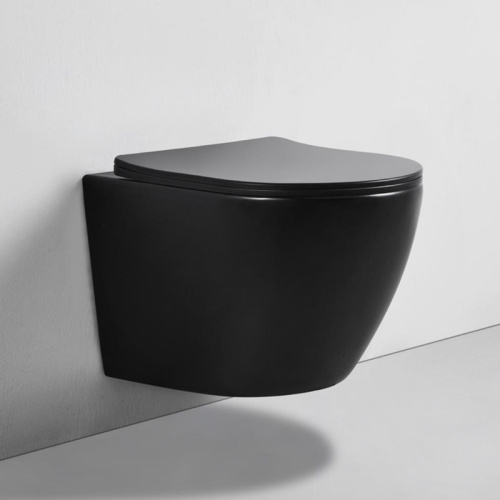 Унитаз подвесной Bond Oval F01-108 черный с сиденьем микролифт безободковый душевой смыв - фото 2