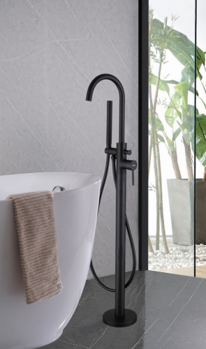 Смеситель Abber Wasser Kreis AF8115BN напольный черный матовый - фото 2