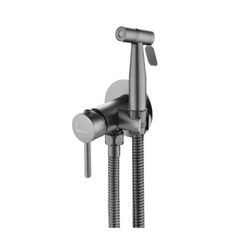 Гигиенический душ со смесителем Shevanik S147T оружейная сталь - фото 2