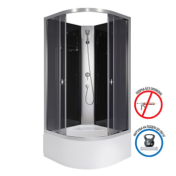 Душевая кабина Niagara Eco E80/40/TN/BK 80х80 четверть круга без крыши ориентация универсальная