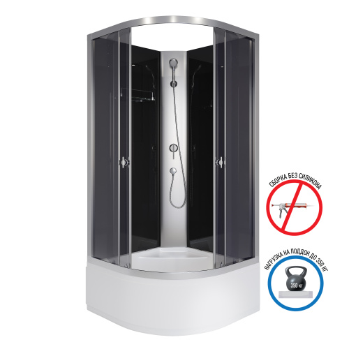 Душевая кабина Niagara Eco E80/40/TN/BK 80х80 четверть круга без крыши ориентация универсальная