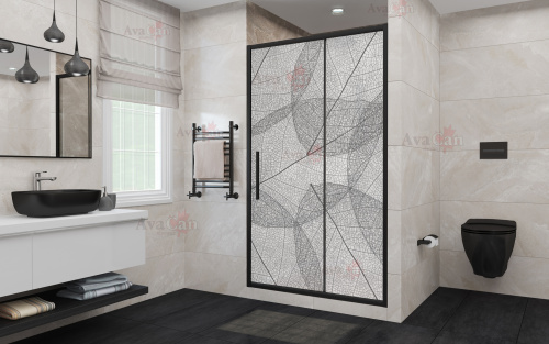 Душевая дверь AvaCan FB140MT 160х195 стекло матовое профиль черный - фото 3