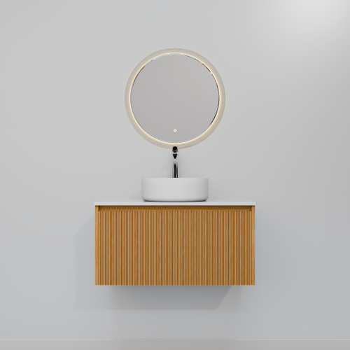 Тумба с раковиной+зеркало Art Decco Elizabeth (Элизабет) AEL08W11S3MF 80x45x40 подвесная цвет белый дуб - фото 4