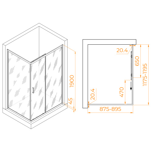 Душевой уголок RGW Passage 410824592-11 90х120 стекло прозрачное профиль хром глянцевый без поддона - фото 2