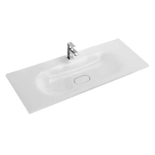 Раковина из искусственного камня Cezares ECO CZR-1200/480-LV-MR-ECO 120х48 подвесная цвет белый 1 отверстие под смеситель - фото 2