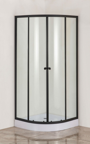 Душевой уголок Orange E01-090TB 88х88 стекло прозрачное профиль черный с поддоном - фото 3