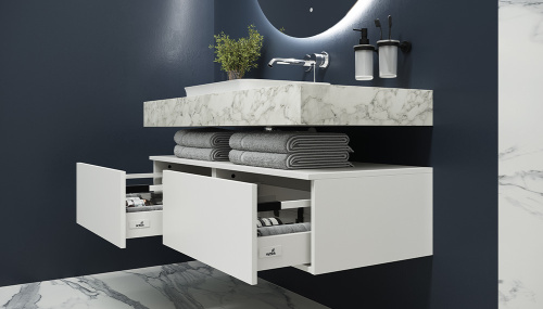 Тумба Velvex UNIT tpUNI.60.H27.Y-223 60х48х27 подвесная цвет белый лед - фото 3