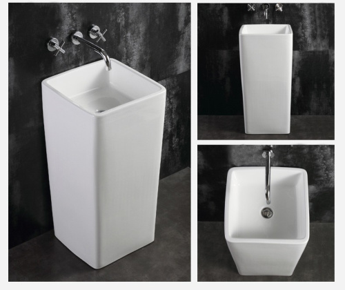 Раковина из санфаянса CeramaLux P7005 40х40 напольная цвет белый - фото 4