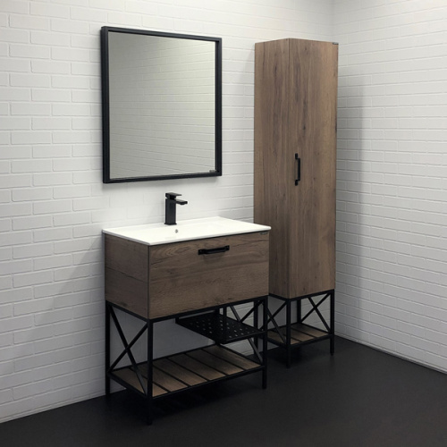 Тумба с раковиной Comforty Бредфорд 00-00008074CF 76х47х87 напольная цвет дуб темный - фото 5