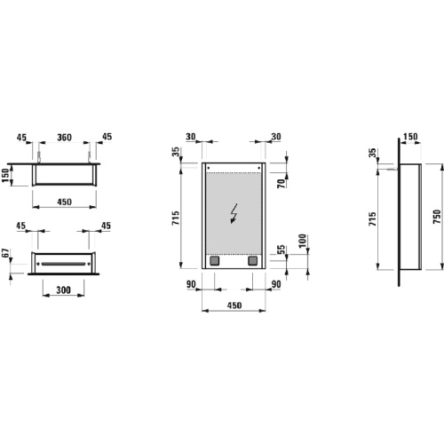 Зеркало-шкаф Laufen Frame 4.0835.1.900.145.1 45х15х75 подвесной цвет белый - фото 2