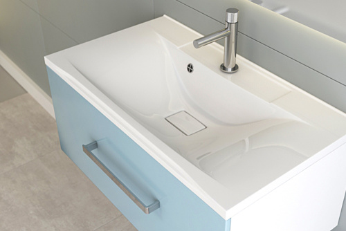 Раковина из литьевого мрамора Uperwood Elen 291120423 79х45 полувстраиваемая цвет белый - фото 4