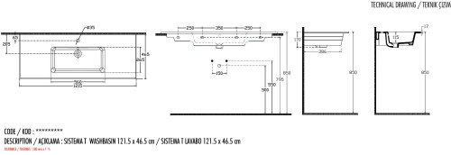 Раковина керамическая Allen Brau Fantasy 4.11028.20 122х47 полувстраиваемая цвет белый 1 отверстие под смеситель - фото 3
