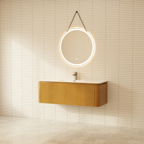 Тумба с раковиной+зеркало Art Decco Coco (Коко) ACC12W14S1M0 120x45x40 подвесная цвет белый дуб - фото 2