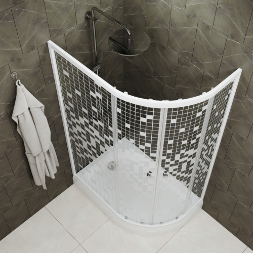 Душевой уголок Тритон Коралл Щ0000061780 120х80 стекло прозраное с узором профиль белый с поддоном - фото 4