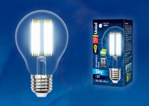 Лампа светодиодная филаментная Uniel LED-A60 LED-A70-17W/4000K/E27/CL PLS02WH картон - фото 2