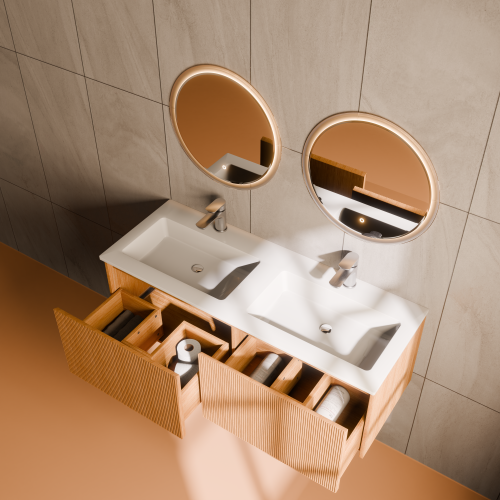 Тумба с раковиной+зеркало Art Decco Elizabeth (Элизабет) AEL12W11D1M0 120x45x40 подвесная цвет белый дуб - фото 3