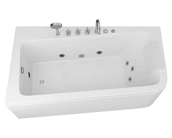 Ванна акриловая гидромассажная Grossman GR-17095-1L 170х95 пристенная асимметричная с ножками