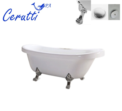 Ванна акриловая Cerutti SPA CT9323 157х77 отдельностоящая овальная с ножками - фото 4